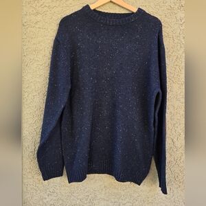 Line Of Trade Wook Elbow Patch Men's Navy Speckled Crewneck Sweater